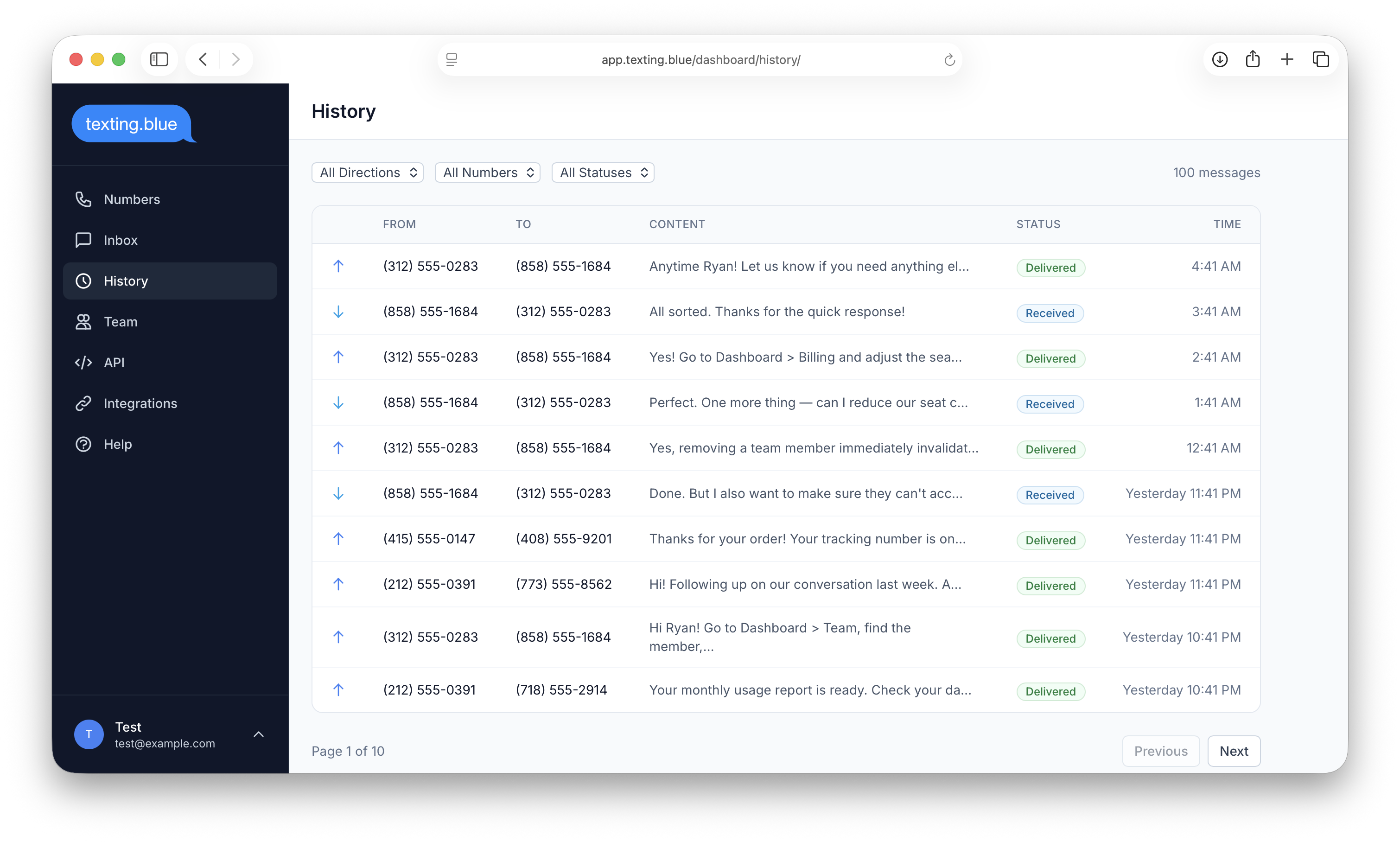 Texting Blue message history - automated iMessage workflows